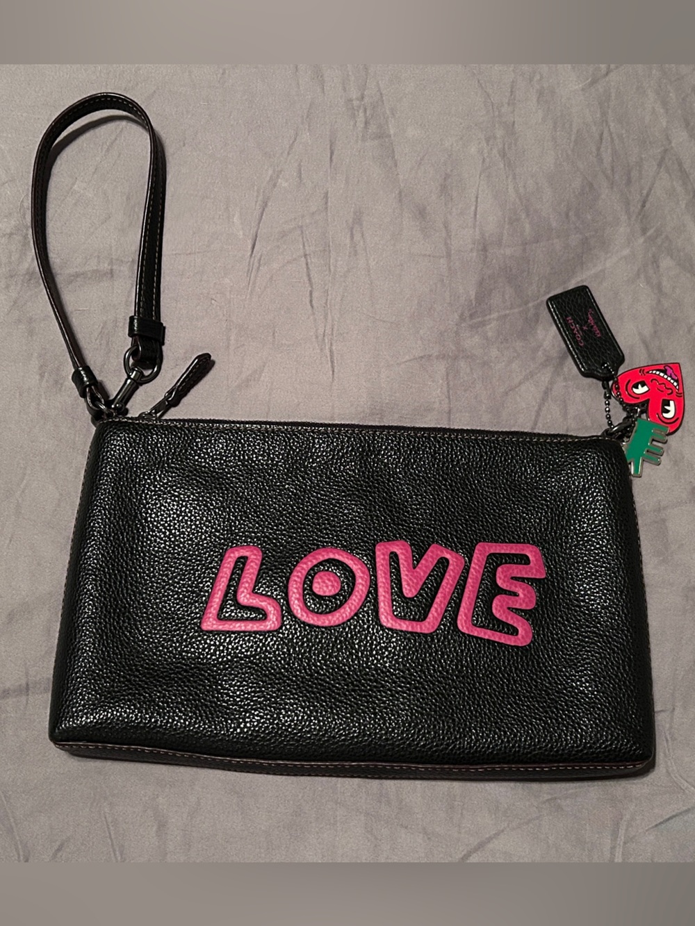 Coach X Keith Haring LOVE Leather Wristlet